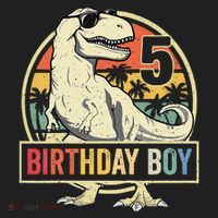5 Year Old  5th Birthday  T Rex Dinosaur Golf Towel thumb 3