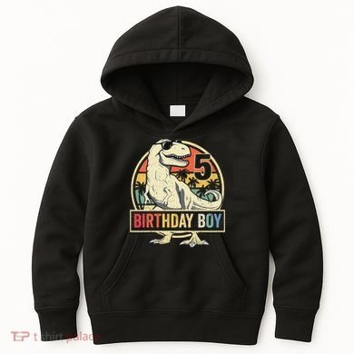 5 Year Old  5th Birthday  T Rex Dinosaur Kids Hoodie