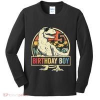 5 Year Old  5th Birthday  T Rex Dinosaur Kids Long Sleeve Shirt thumb 0