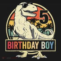 5 Year Old  5th Birthday  T Rex Dinosaur Kids Long Sleeve Shirt thumb 2