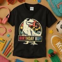 5 Year Old  5th Birthday  T Rex Dinosaur Kids T-Shirt thumb 3