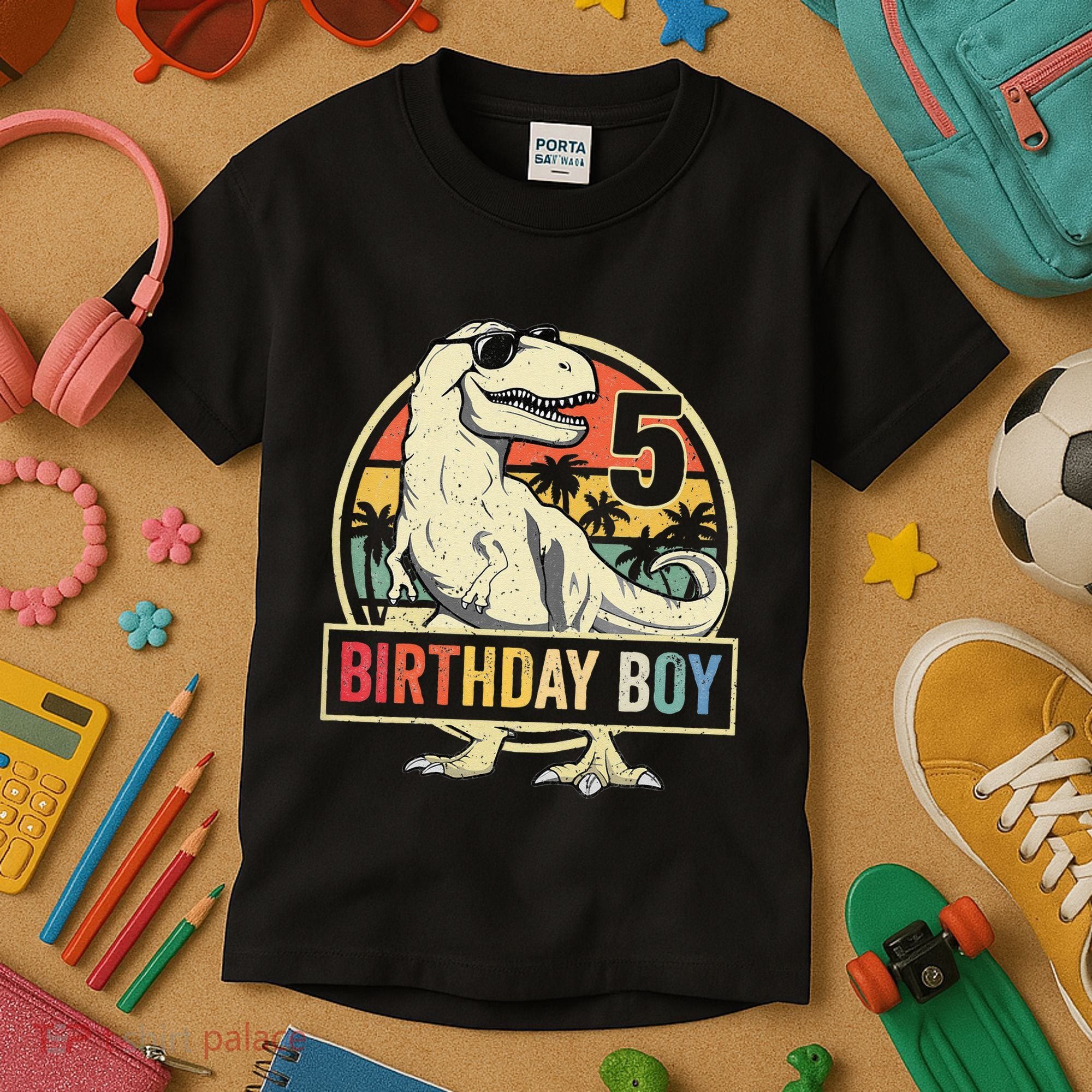 5 Year Old  5th Birthday  T Rex Dinosaur Kids T-Shirt