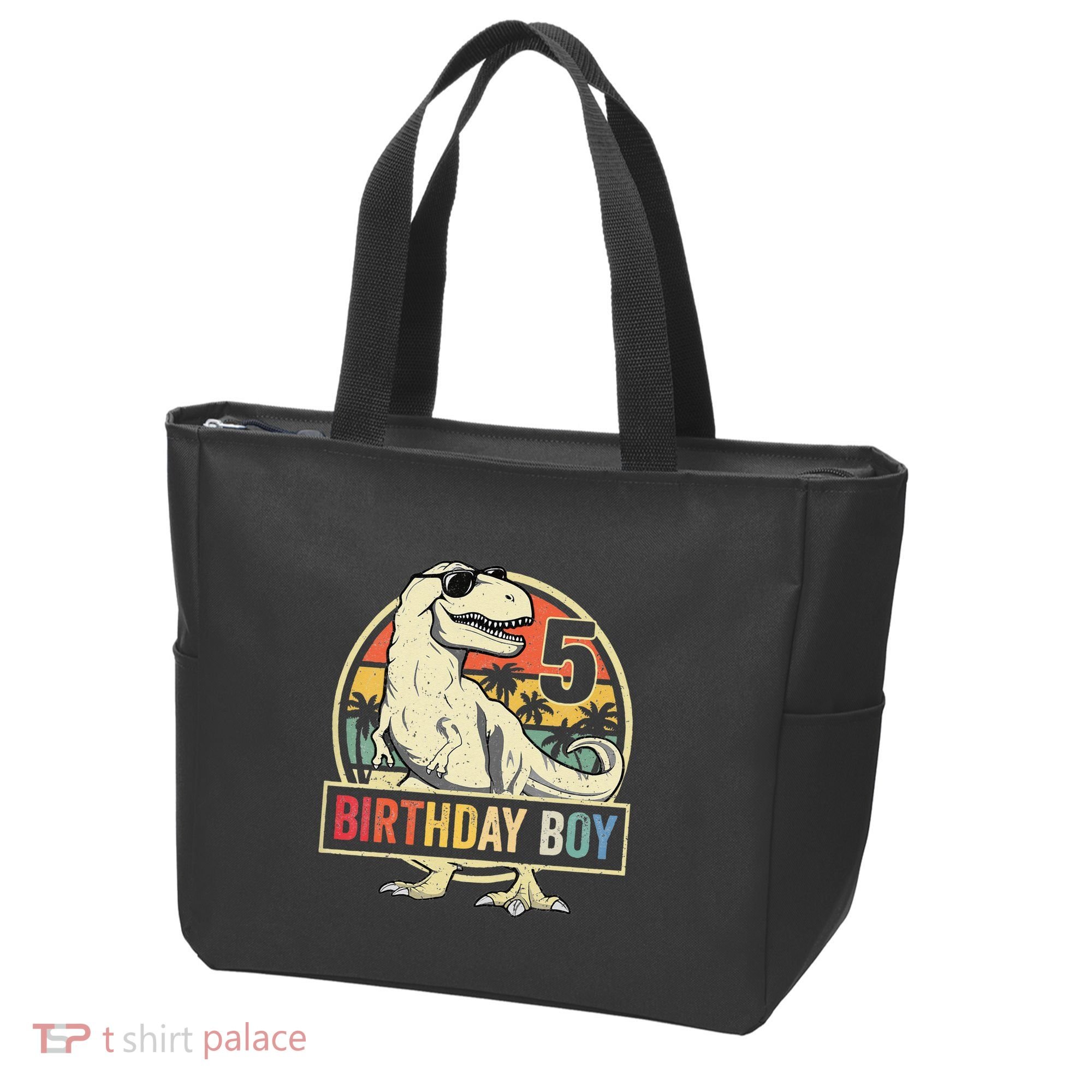 5 Year Old  5th Birthday  T Rex Dinosaur Tote Bag