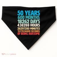 50 Years Of Being Awesome 50th Birthday Time Breakdown USA-Made Doggie Bandana thumb 0