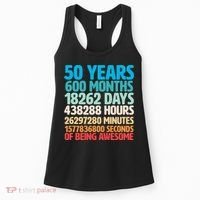 50 Years Of Being Awesome 50th Birthday Time Breakdown Women's Tank Top thumb 0