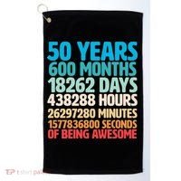 50 Years Of Being Awesome 50th Birthday Time Breakdown Golf Towel thumb 0