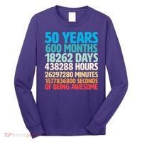 50 Years Of Being Awesome 50th Birthday Time Breakdown Long Sleeve Shirt thumb 0
