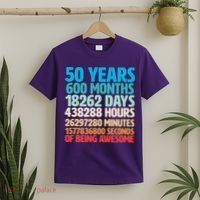 50 Years Of Being Awesome 50th Birthday Time Breakdown T-Shirt thumb 2