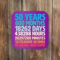 50 Years Of Being Awesome 50th Birthday Time Breakdown Coaster thumb 0