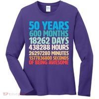 50 Years Of Being Awesome 50th Birthday Time Breakdown Women's Long Sleeve Shirt thumb 0