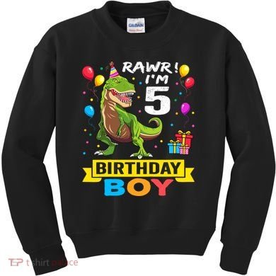 5 Year Old 5th Birthday Boy T Rex Dinosaur Kids Sweatshirt