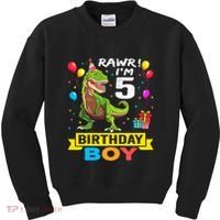 5 Year Old 5th Birthday Boy T Rex Dinosaur Kids Sweatshirt thumb 0