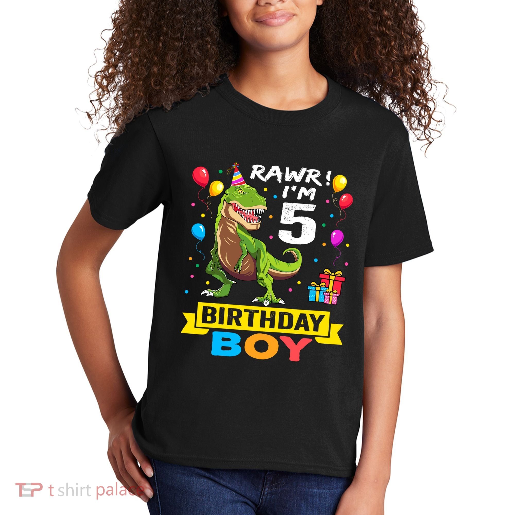 5 Year Old 5th Birthday Boy T Rex Dinosaur Kids T-Shirt