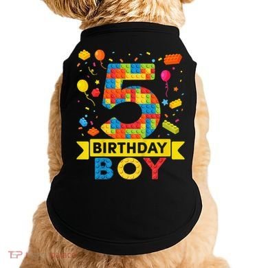5 Year Old Building Blocks 5th Birthday Doggie Tank