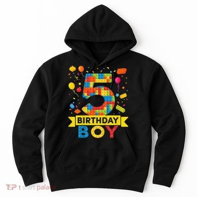 5 Year Old Building Blocks 5th Birthday Hoodie