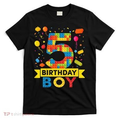 5 Year Old Building Blocks 5th Birthday T-Shirt