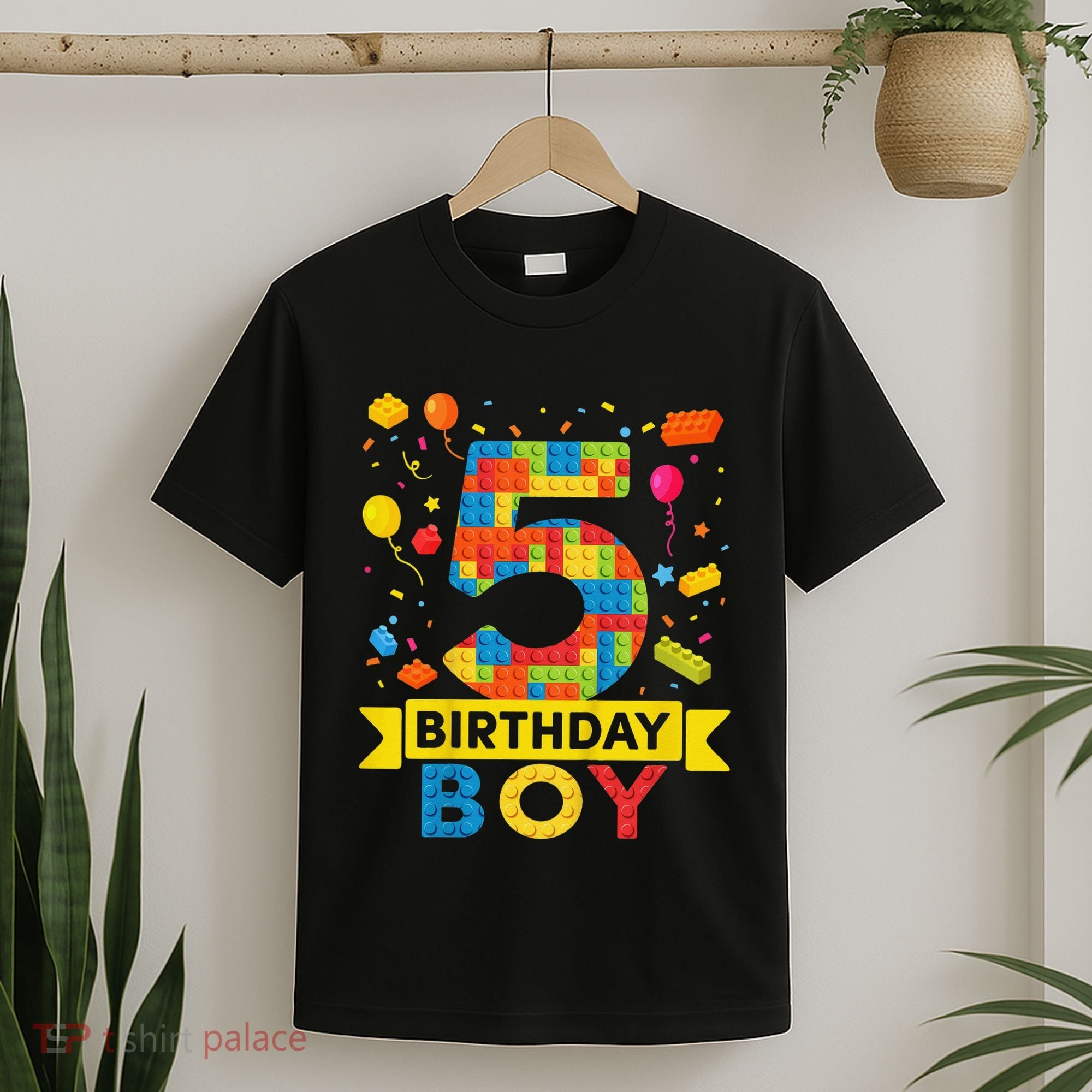 5 Year Old Building Blocks 5th Birthday T-Shirt