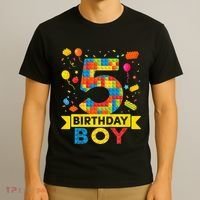 5 Year Old Building Blocks 5th Birthday T-Shirt thumb 3