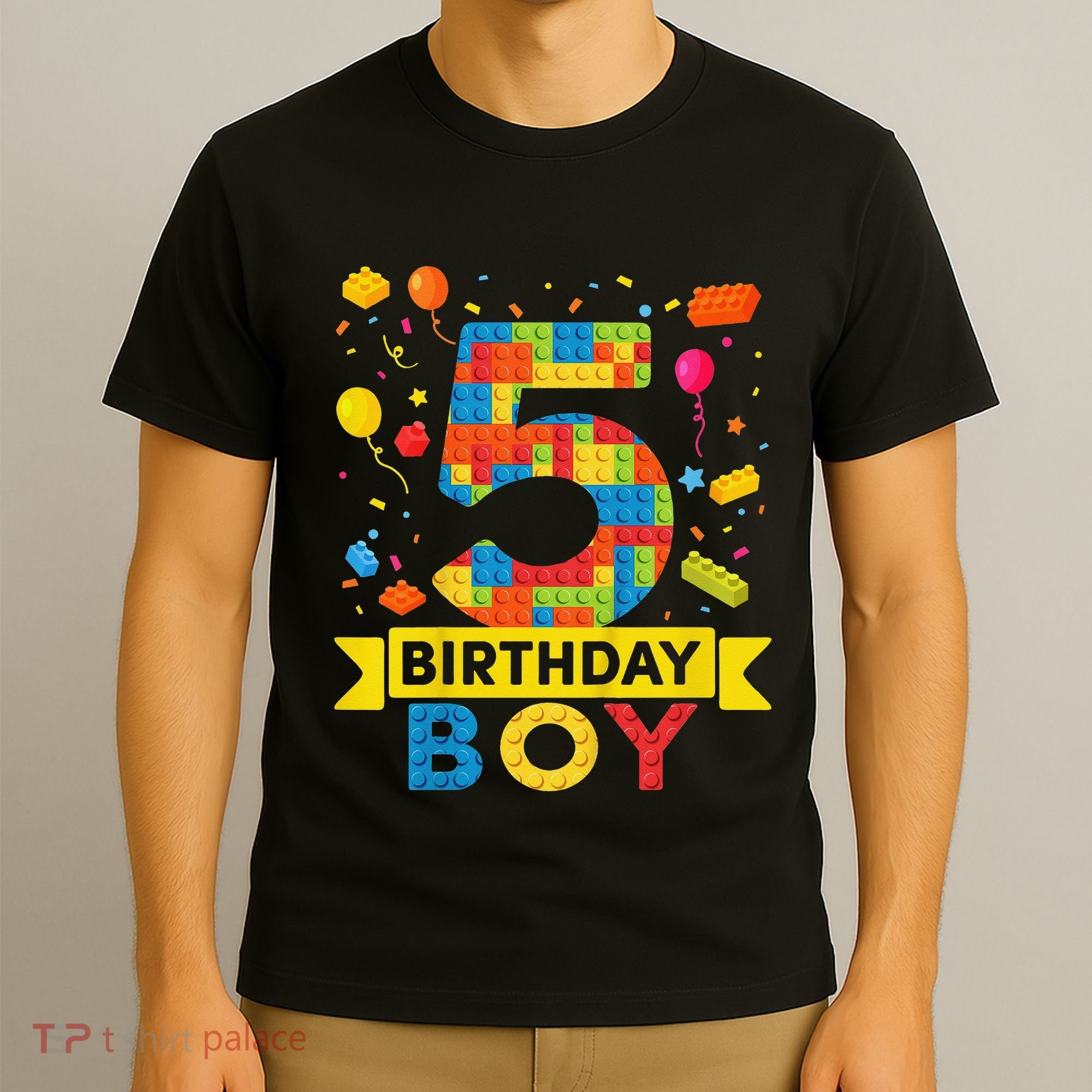 5 Year Old Building Blocks 5th Birthday T-Shirt