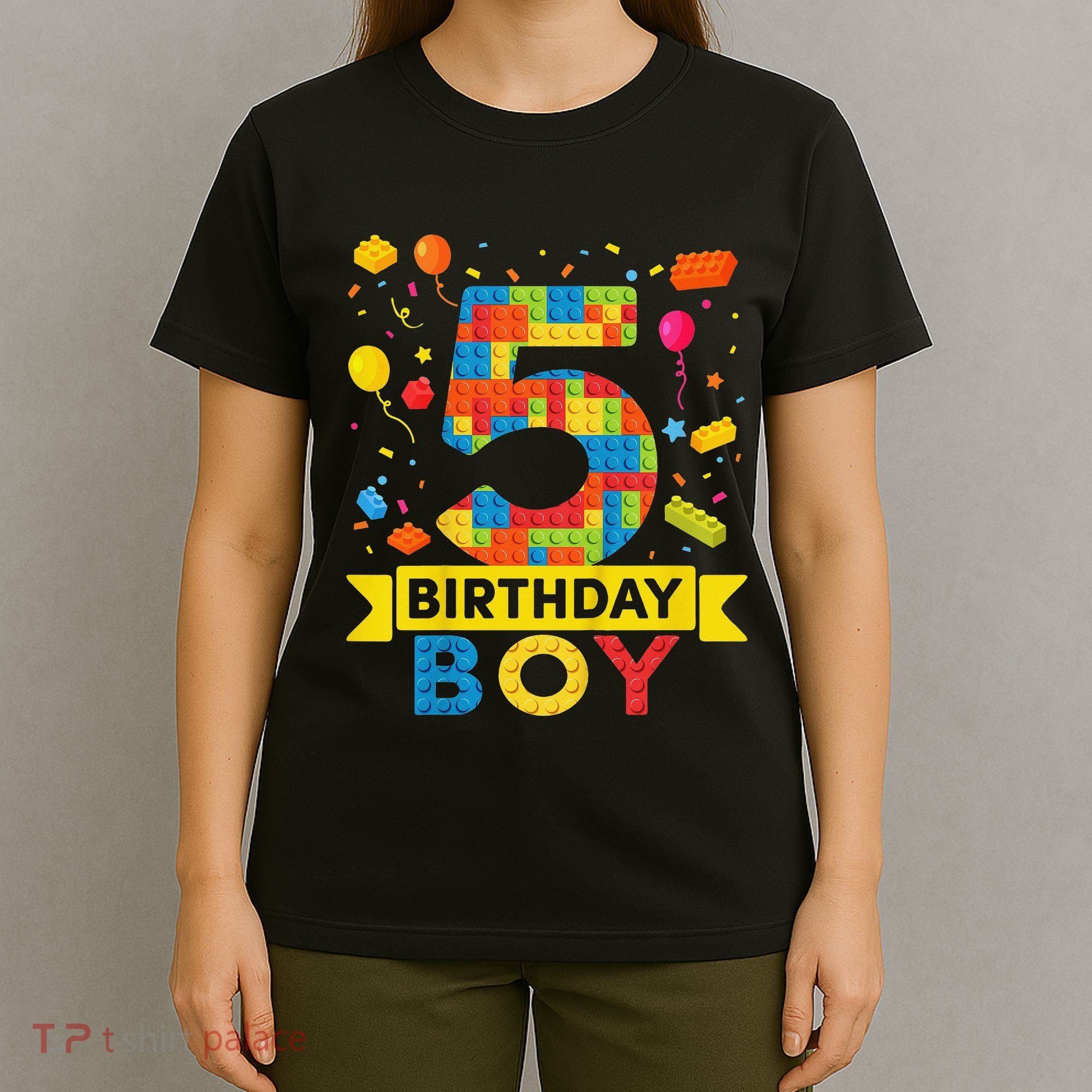 5 Year Old Building Blocks 5th Birthday T-Shirt