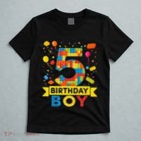 5 Year Old Building Blocks 5th Birthday T-Shirt thumb 5