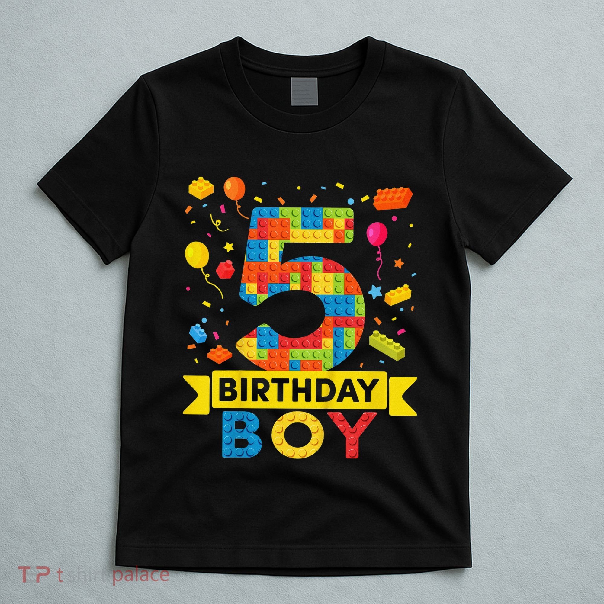 5 Year Old Building Blocks 5th Birthday T-Shirt
