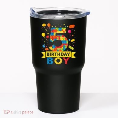 5 Year Old Building Blocks 5th Birthday Tumbler