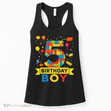 5 Year Old Building Blocks 5th Birthday Women's Tank Top