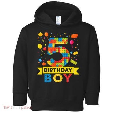 5 Year Old Building Blocks 5th Birthday Toddler Hoodie
