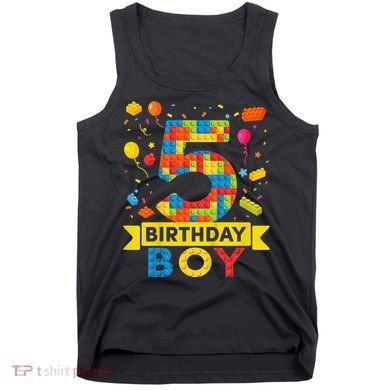 5 Year Old Building Blocks 5th Birthday Tank Top