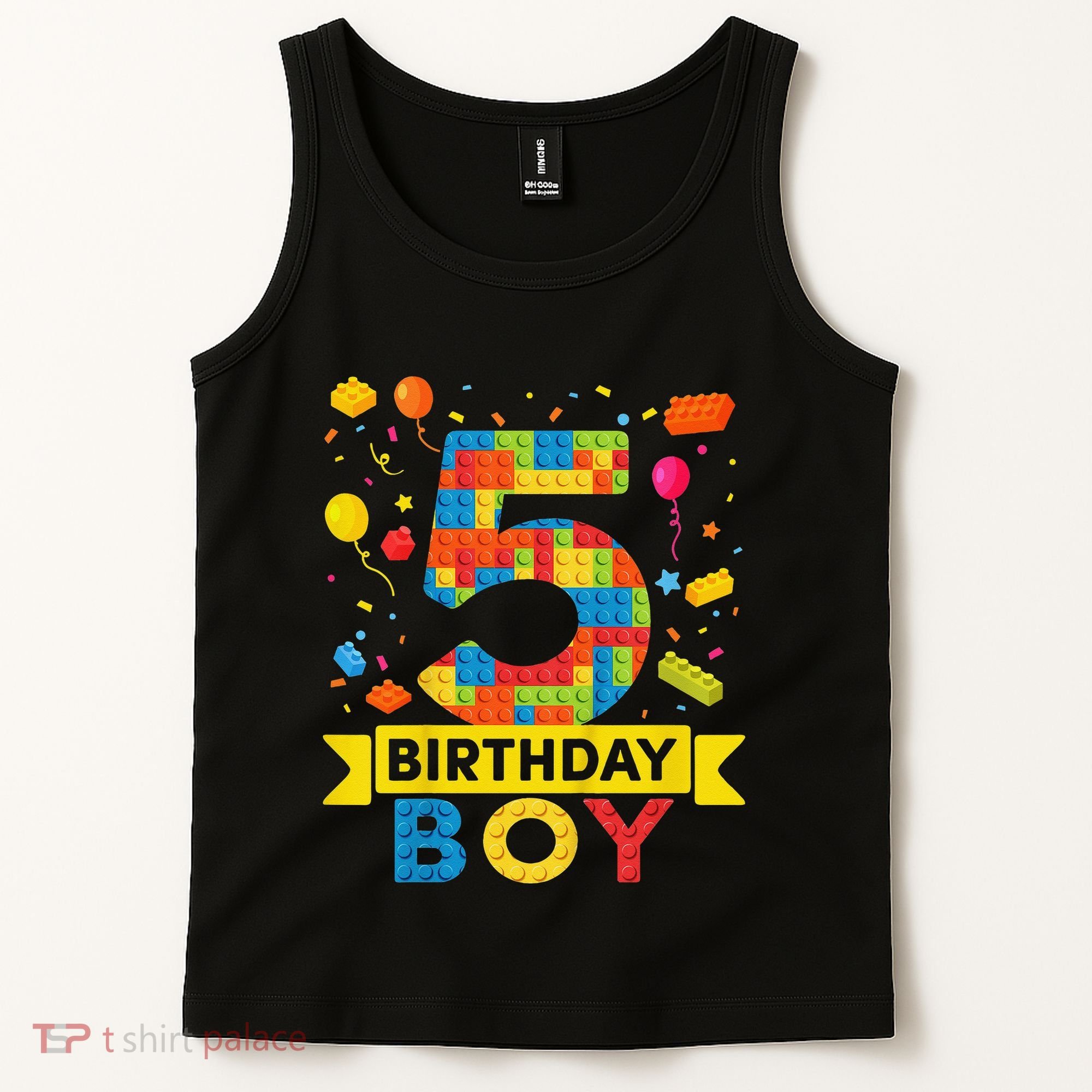 5 Year Old Building Blocks 5th Birthday Tank Top