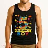 5 Year Old Building Blocks 5th Birthday Tank Top thumb 3