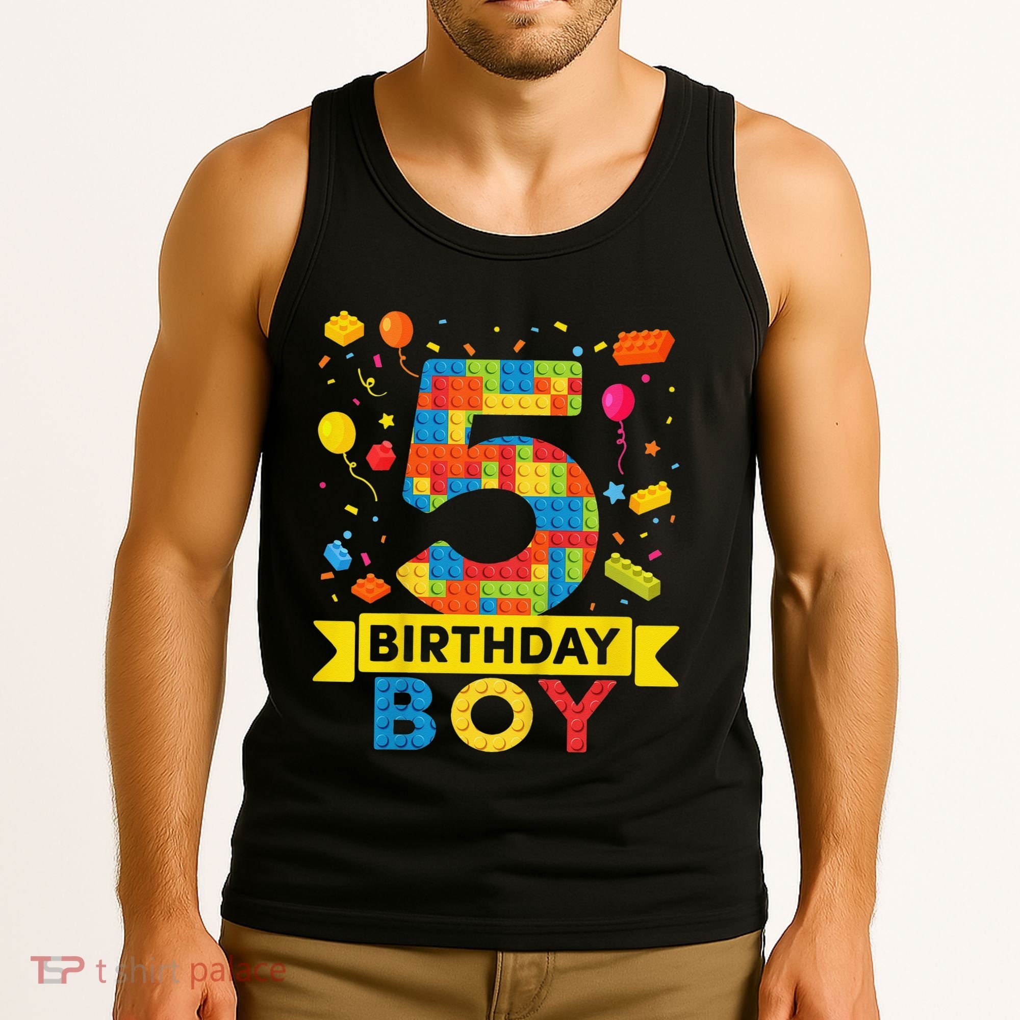 5 Year Old Building Blocks 5th Birthday Tank Top