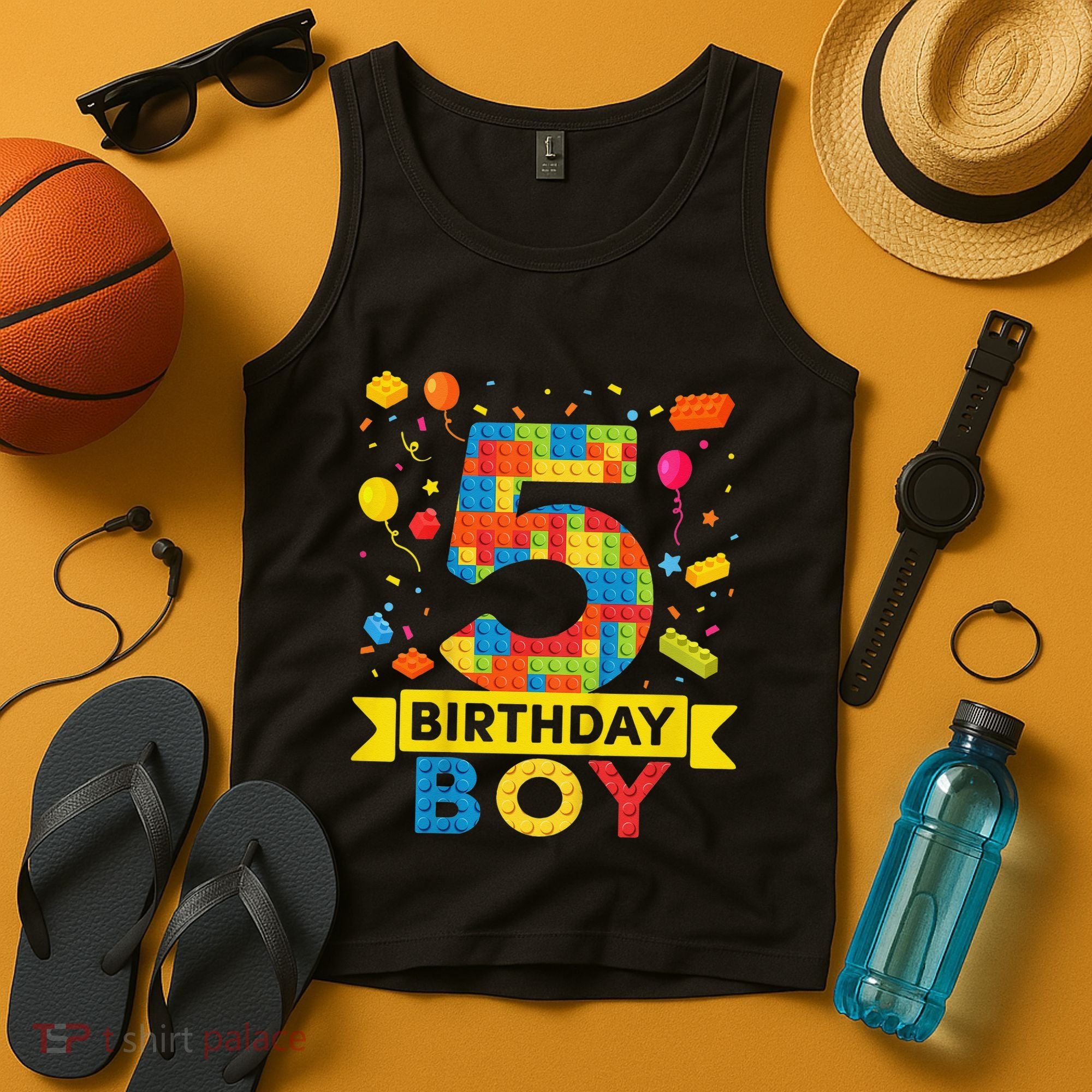 5 Year Old Building Blocks 5th Birthday Tank Top