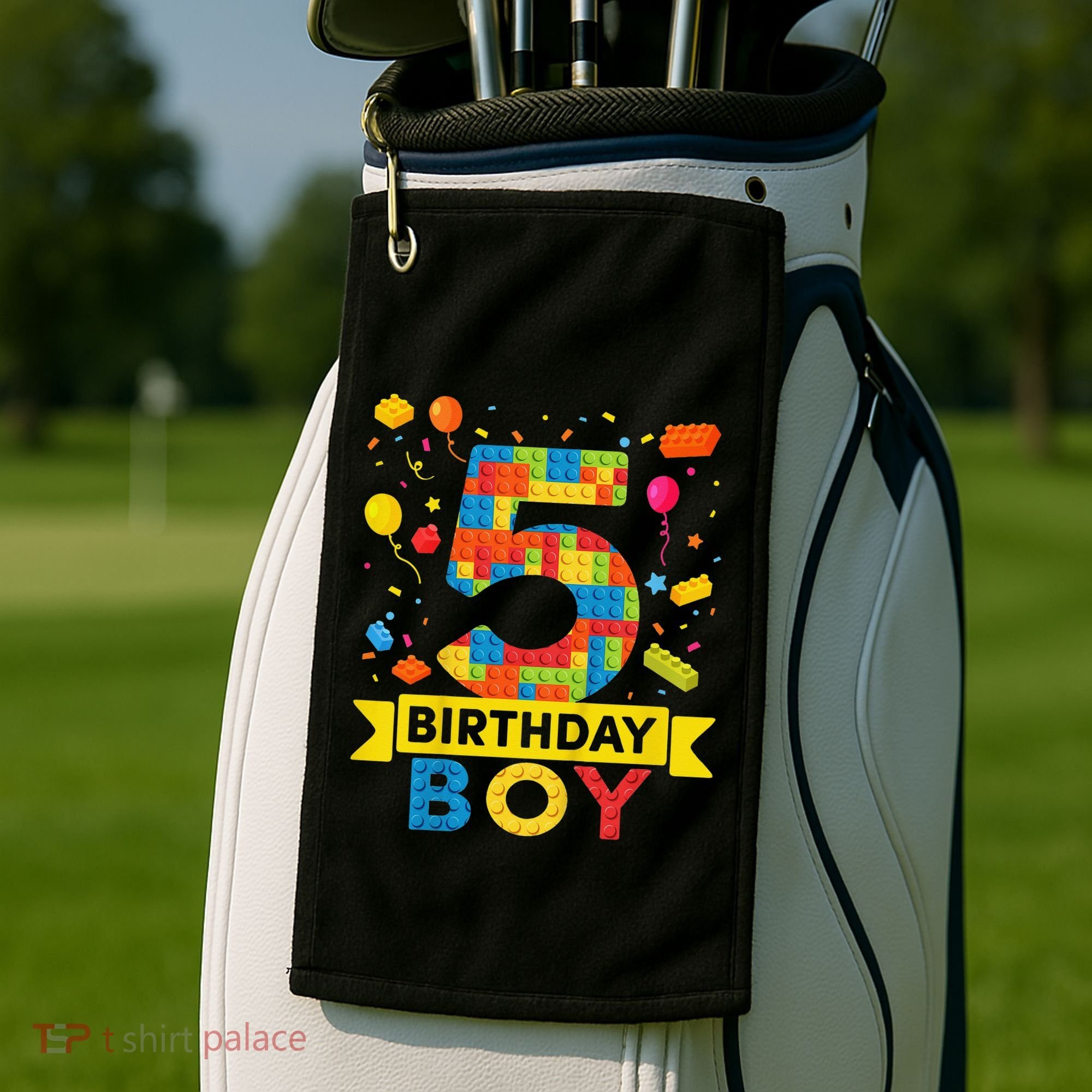 5 Year Old Building Blocks 5th Birthday Golf Towel