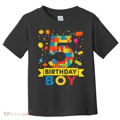 5 Year Old Building Blocks 5th Birthday Toddler T-Shirt