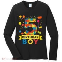 5 Year Old Building Blocks 5th Birthday Women's Long Sleeve Shirt thumb 0