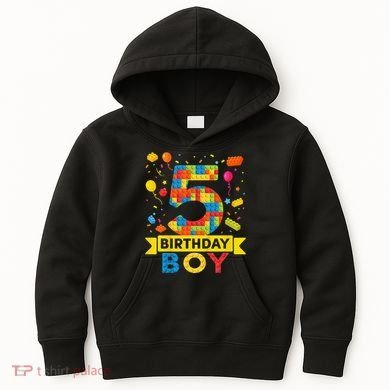5 Year Old Building Blocks 5th Birthday Kids Hoodie