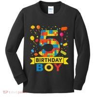 5 Year Old Building Blocks 5th Birthday Kids Long Sleeve Shirt thumb 0