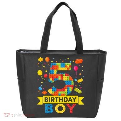 5 Year Old Building Blocks 5th Birthday Tote Bag