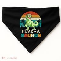5 Year Old Dinosaur Birthday 5th T Rex Dino Five Saurus Gift USA-Made Doggie Bandana thumb 0