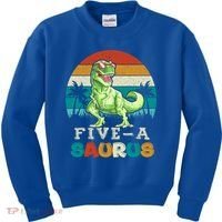 5 Year Old Dinosaur Birthday 5th T Rex Dino Five Saurus Gift Kids Sweatshirt thumb 0