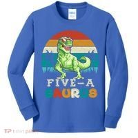 5 Year Old Dinosaur Birthday 5th T Rex Dino Five Saurus Gift Kids Long Sleeve Shirt thumb 0