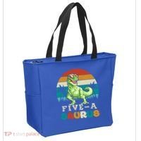 5 Year Old Dinosaur Birthday 5th T Rex Dino Five Saurus Gift Tote Bag thumb 2