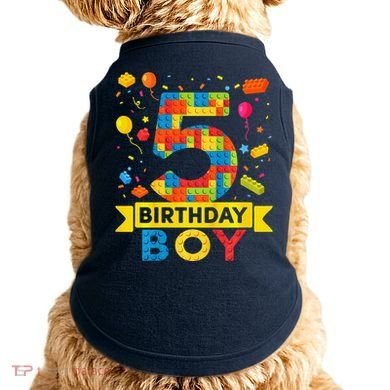 5 Year Old Building Blocks 5th Birthday Boy Doggie Tank