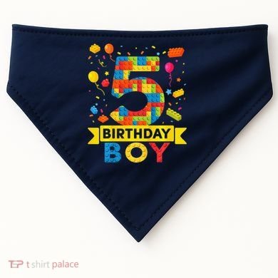 5 Year Old Building Blocks 5th Birthday Boy USA-Made Doggie Bandana