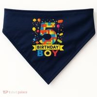5 Year Old Building Blocks 5th Birthday Boy USA-Made Doggie Bandana thumb 0