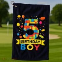 5 Year Old Building Blocks 5th Birthday Boy Golf Towel thumb 1