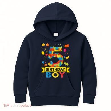 5 Year Old Building Blocks 5th Birthday Boy Kids Hoodie