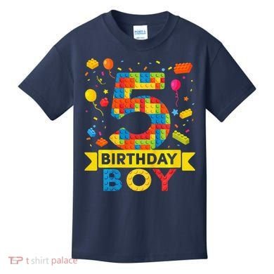 5 Year Old Building Blocks 5th Birthday Boy Kids T-Shirt